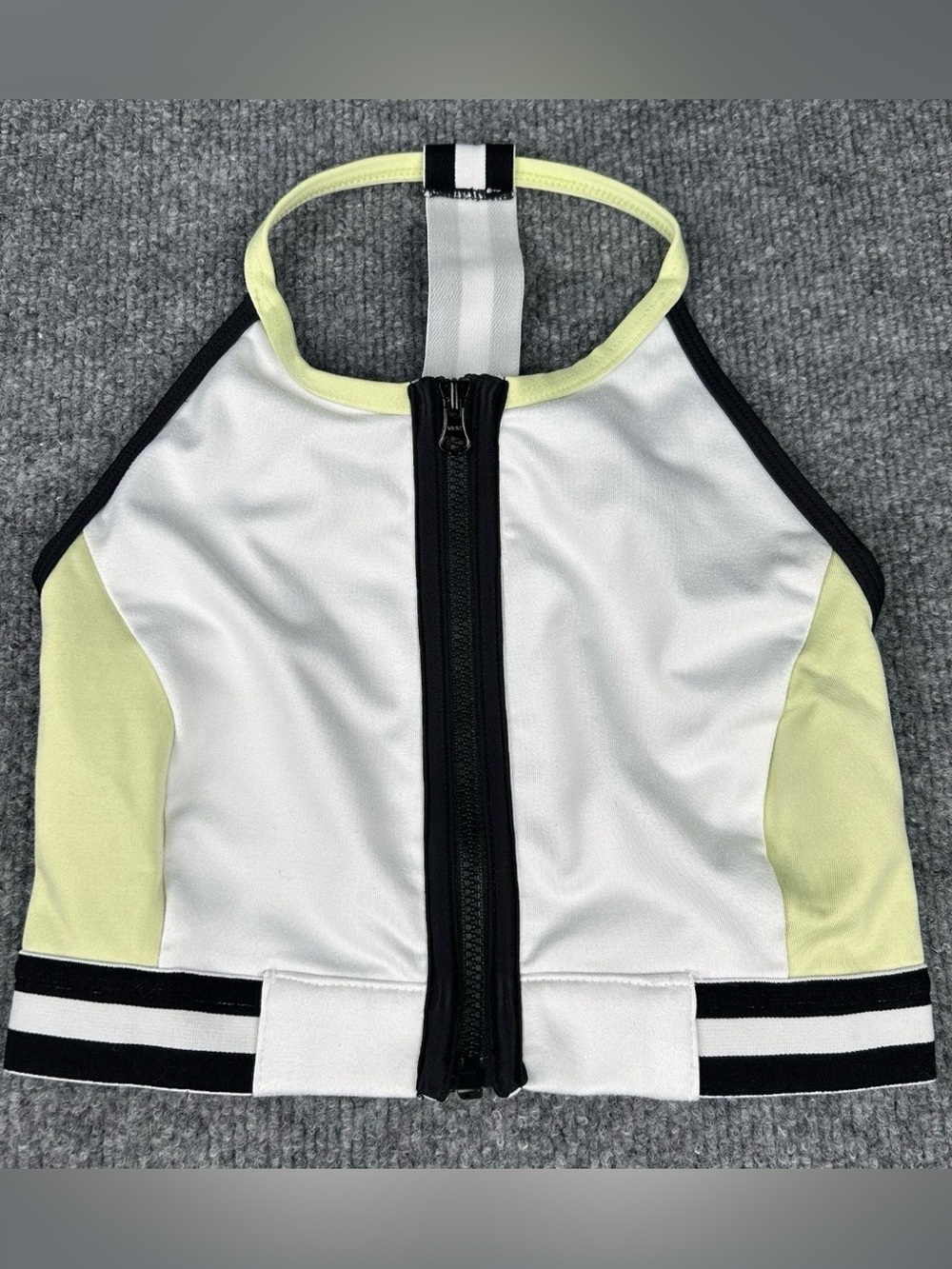 Jo + Jax Aerial Crop Dancewear White Lemon Lime Moderate Coverage Cheer Sport YL